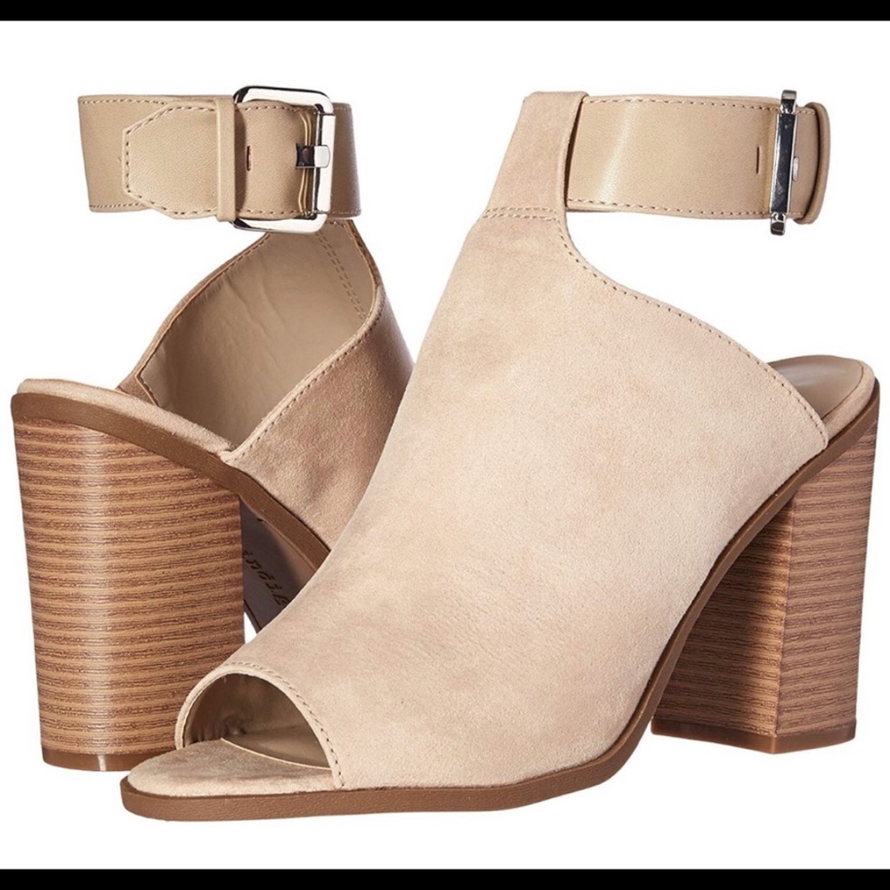 Suede open toe booties